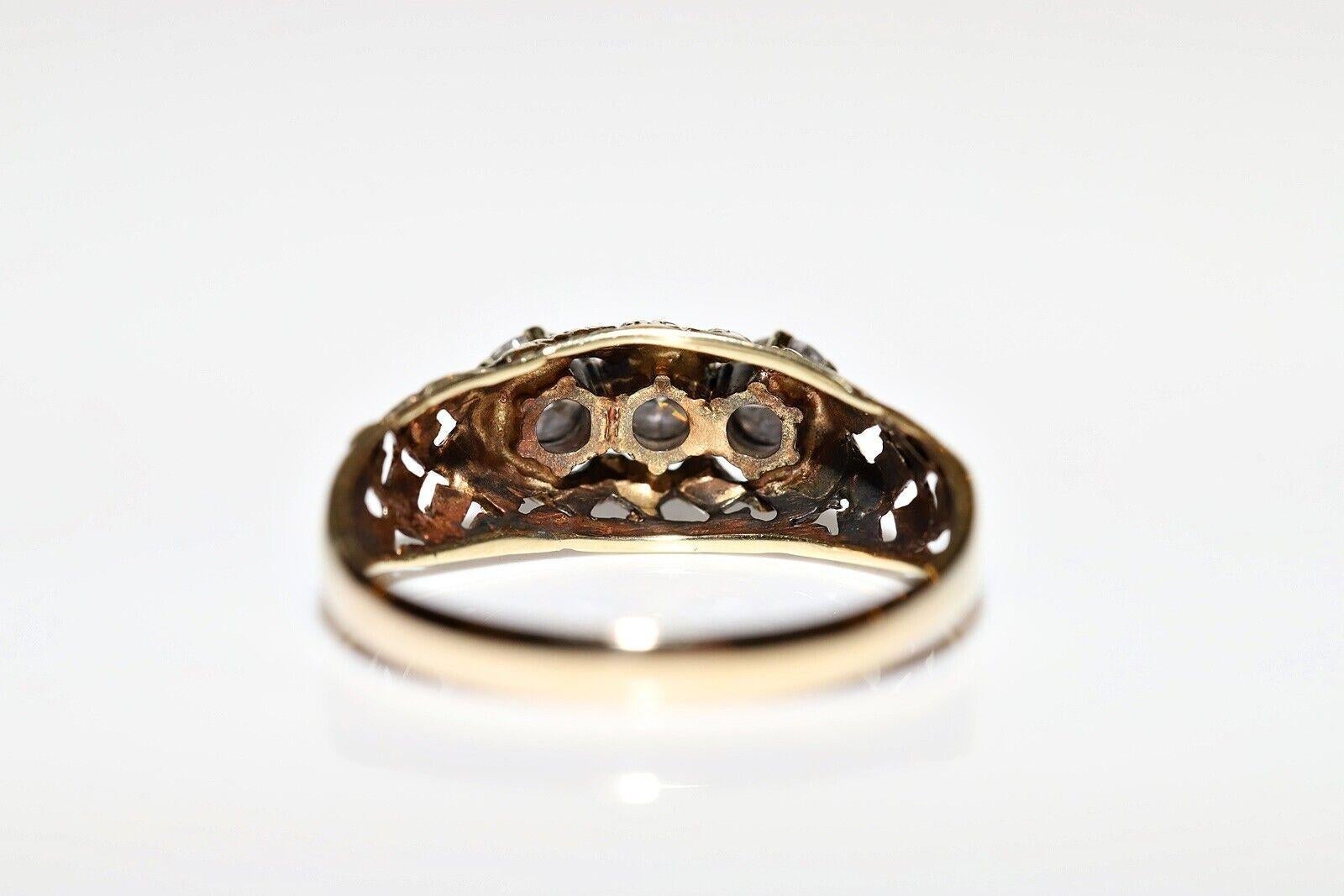 Women's Antique Circa 1900s 14k Gold Natural Diamond Decorated Ring For Sale