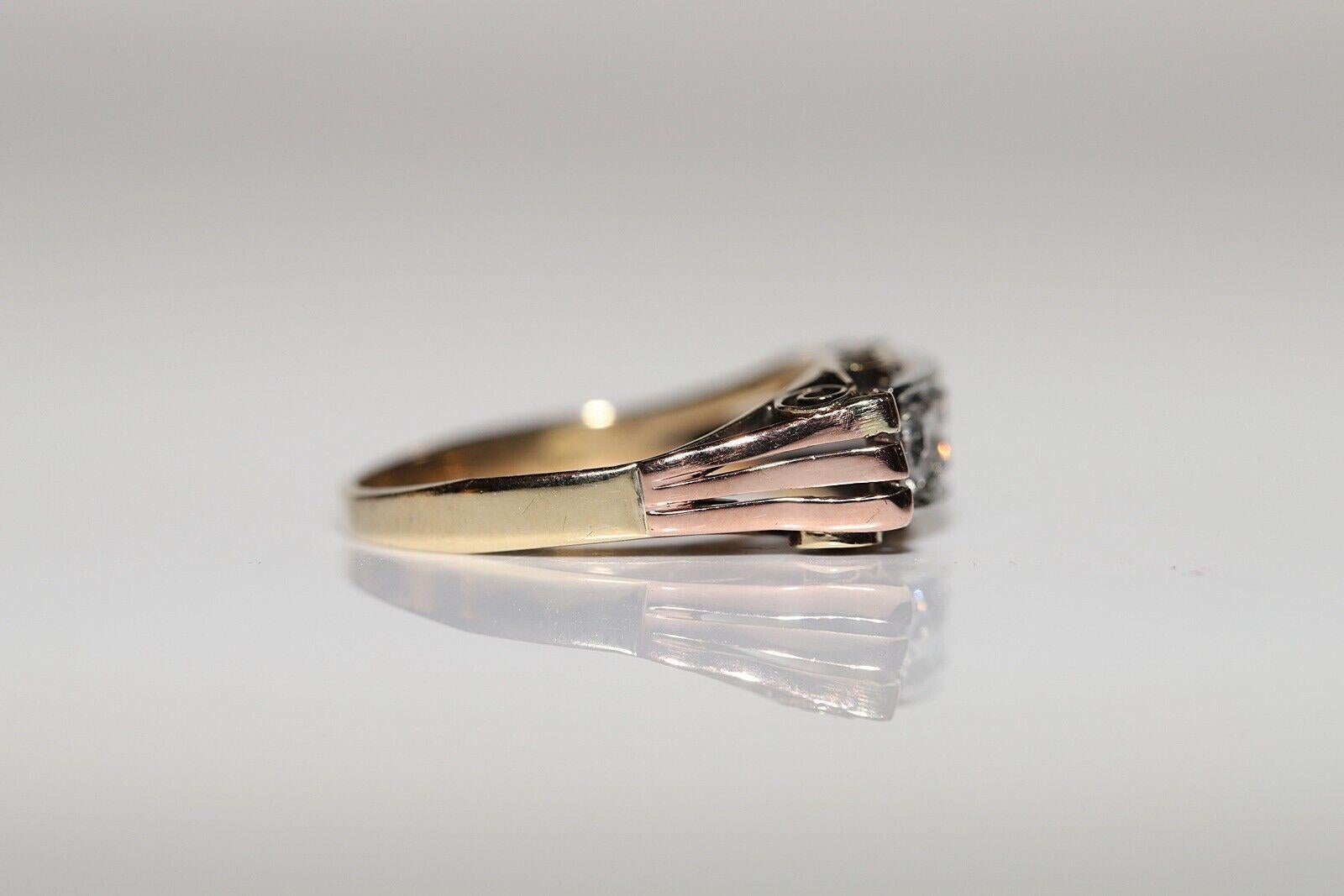 De las mujeres Anillo Antiguo Circa 1900s Oro 14k Decorado con Diamantes Naturales en venta