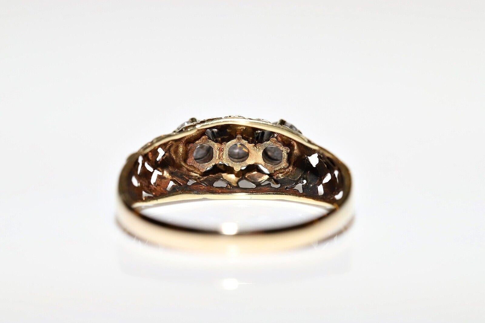 Bague ancienne des années 1900 en or 14 carats décorée de diamants naturels Pour femmes en vente