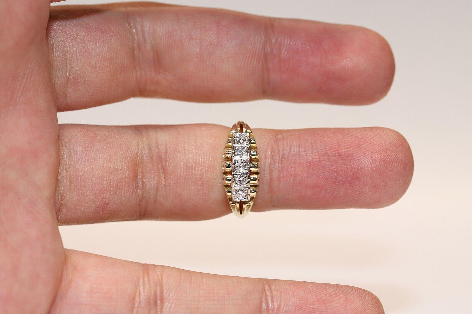 Antique Circa 1900s 14k Gold Natural Diamond Decorated Ring  For Sale 1