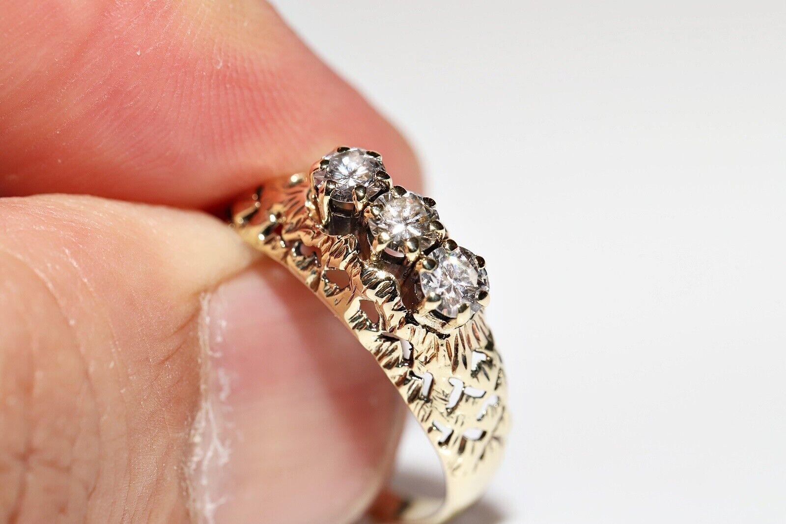 Antique Circa 1900s 14k Gold Natural Diamond Decorated Ring For Sale 2