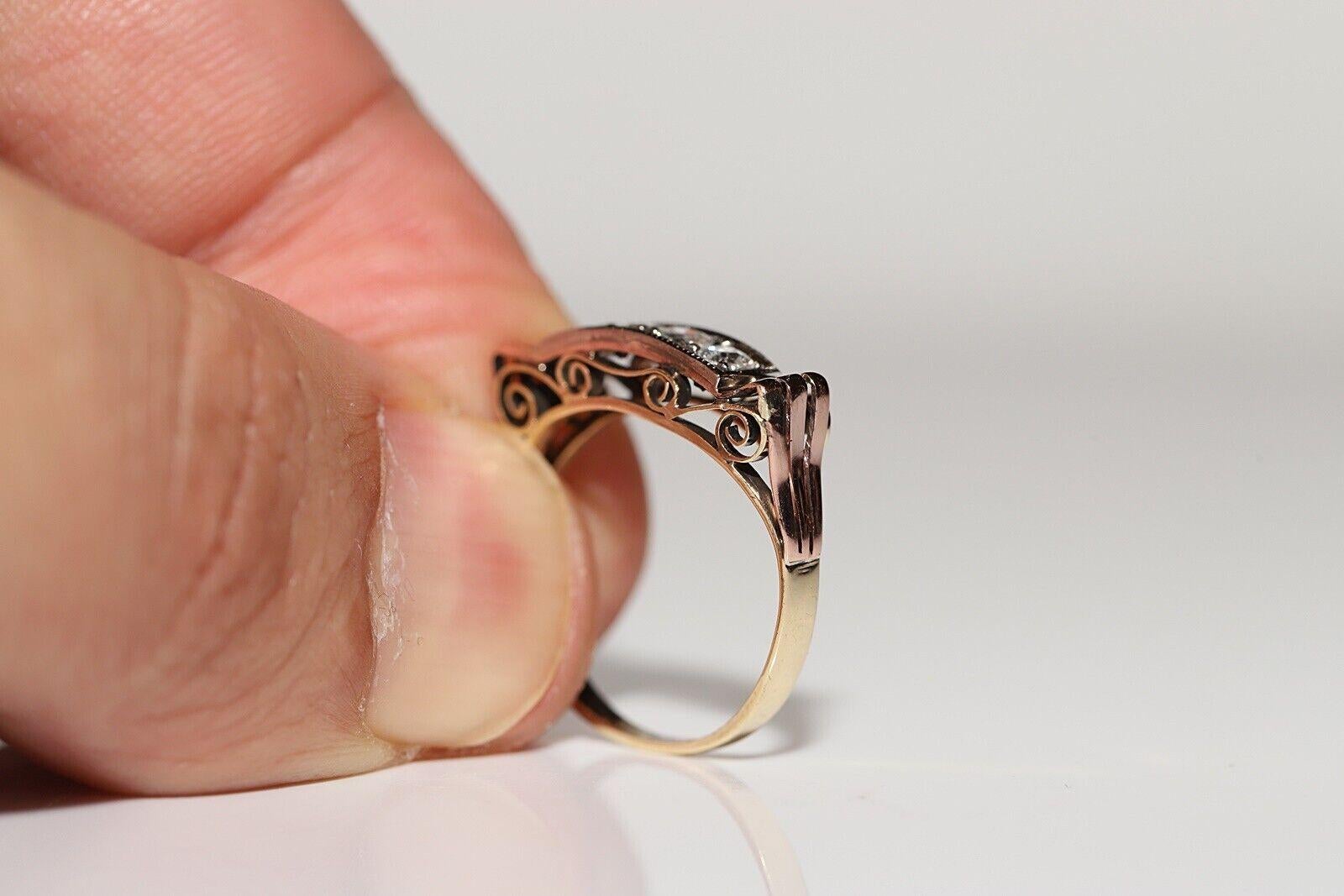 Antiker 14k Gold natürlicher Diamant-Dekorierter Ring, um 1900er Jahre im Angebot 2
