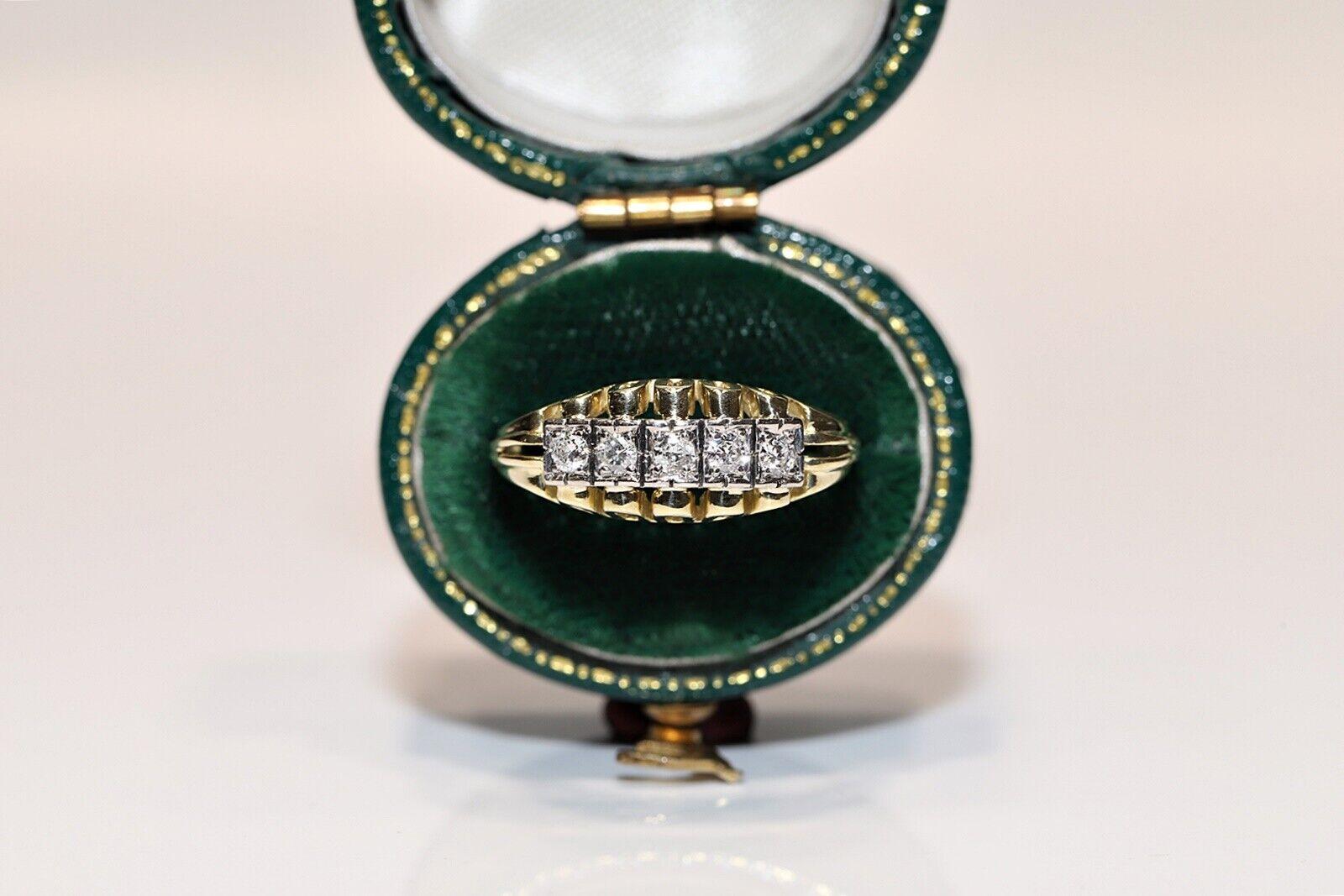 Antiker 14k Gold natürlicher Diamant-Dekorierter Ring, um 1900er Jahre  im Angebot 3