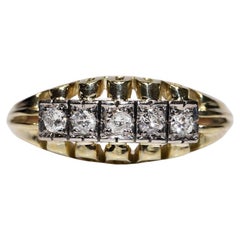 Antique Circa 1900s 14k Gold Natural Diamond Decorated Ring 