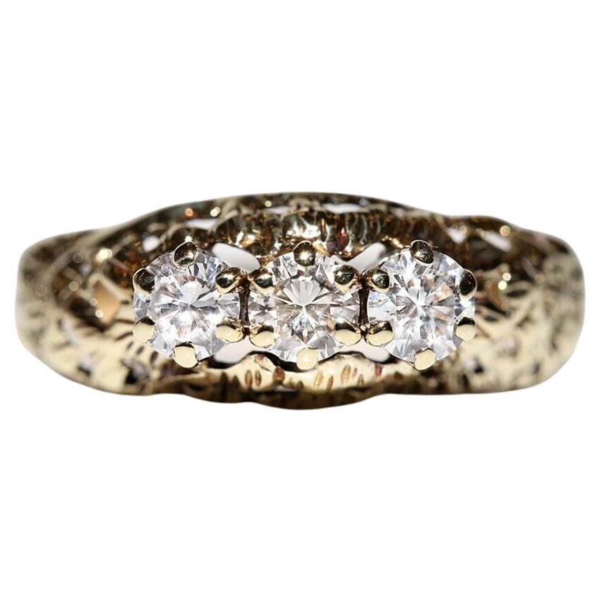 Antiker 14k Gold natürlicher Diamant-Dekorierter Ring, um 1900er Jahre