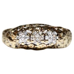 Antiker 14k Gold natürlicher Diamant-Dekorierter Ring, um 1900er Jahre