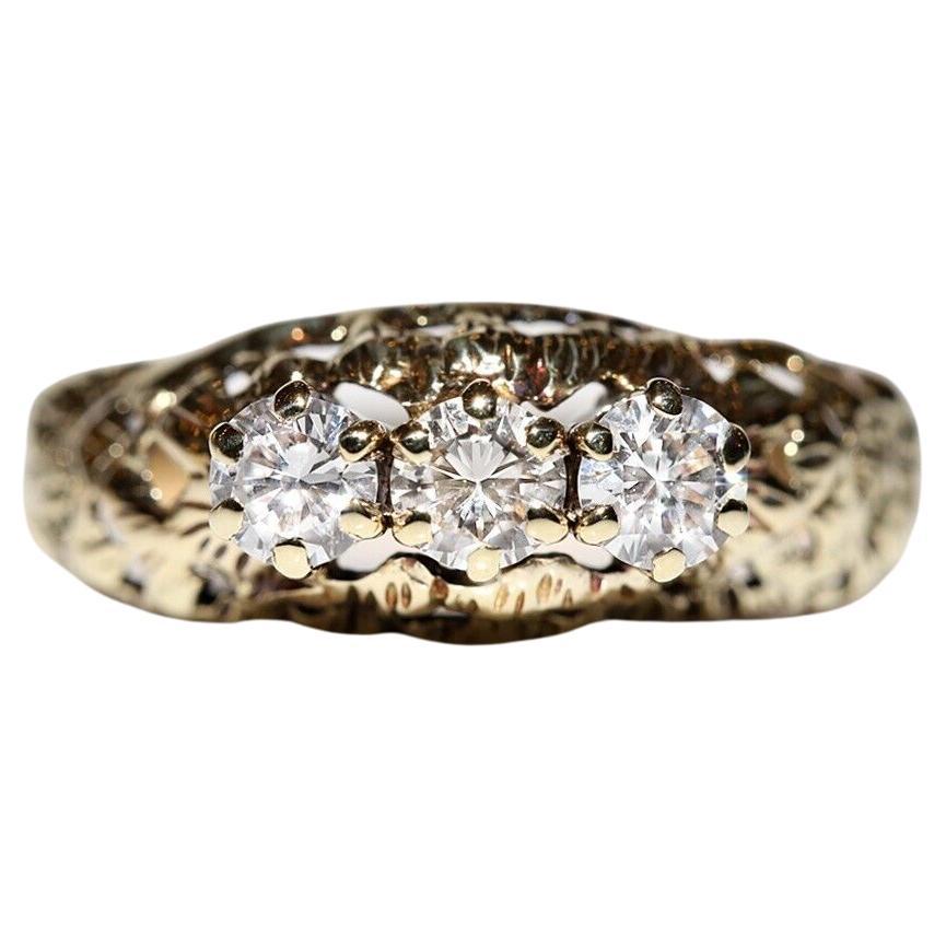 Bague ancienne des années 1900 en or 14 carats décorée de diamants naturels