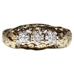 Bague ancienne des années 1900 en or 14 carats décorée de diamants naturels