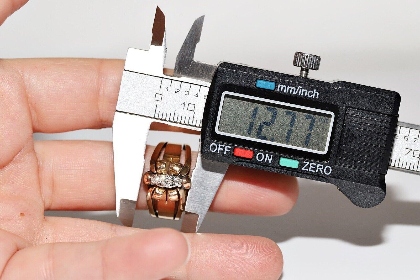 Ancienne bague solide en or 14 carats décorée de diamants naturels, datant des années 1900 en vente 10