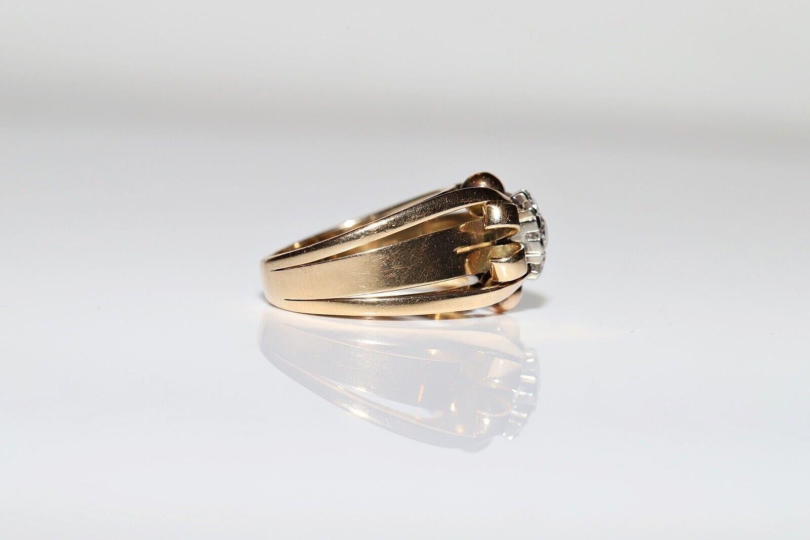 Antique Circa 1900s 14k Gold Natural Diamond Decorated Strong Ring en venta 1