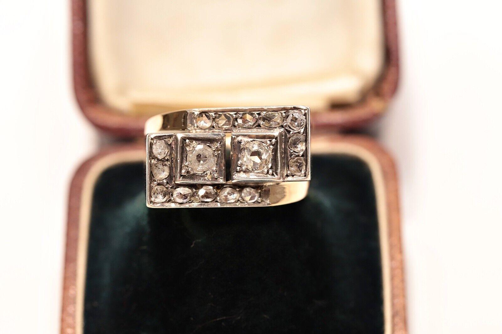 Antike CIRCA 1900s 14k Gold natürlichen Diamanten verziert Tank Ring 4