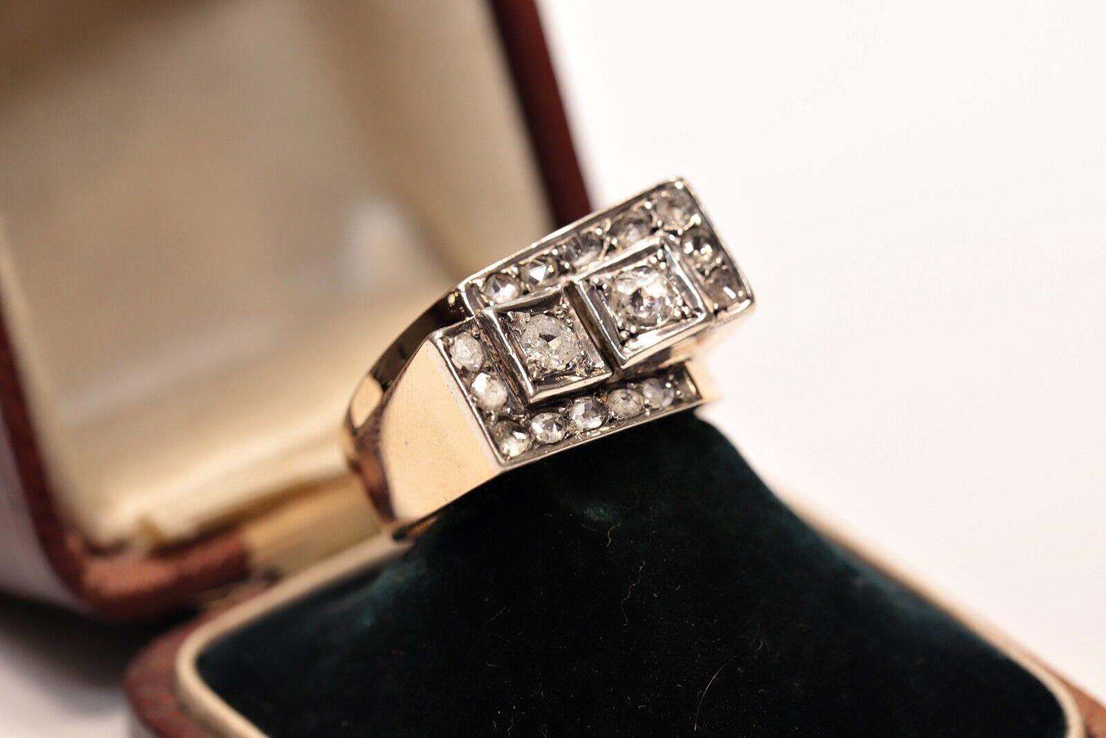 Antike CIRCA 1900s 14k Gold natürlichen Diamanten verziert Tank Ring 6
