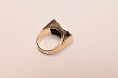 Antique Circa 1900s 14k Gold Natural Diamond Decorated Tank Ring
