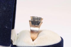 Antique Circa 1900s 14k Gold Natural Diamond Decorated Tank Ring