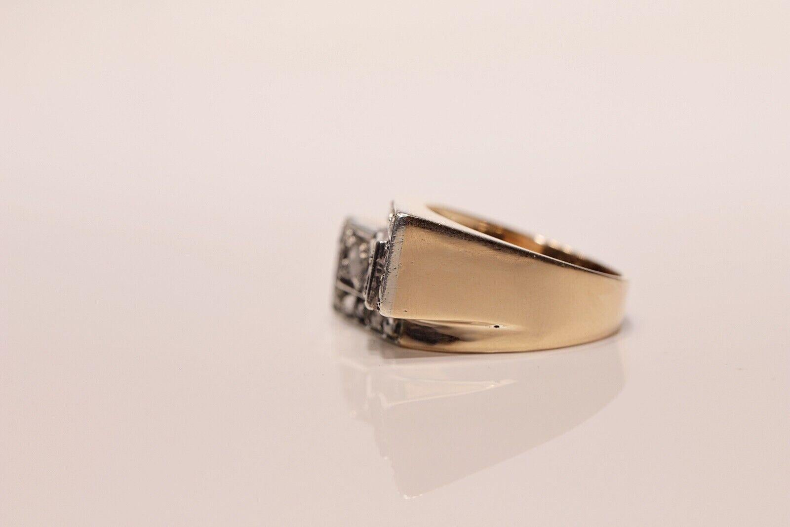 Antike CIRCA 1900s 14k Gold natürlichen Diamanten verziert Tank Ring (Rosenschliff)