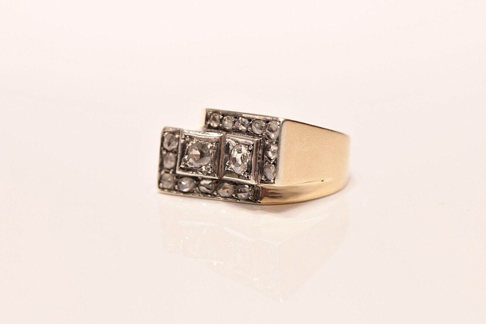 Antike CIRCA 1900s 14k Gold natürlichen Diamanten verziert Tank Ring im Zustand „Gut“ in Fatih/İstanbul, 34