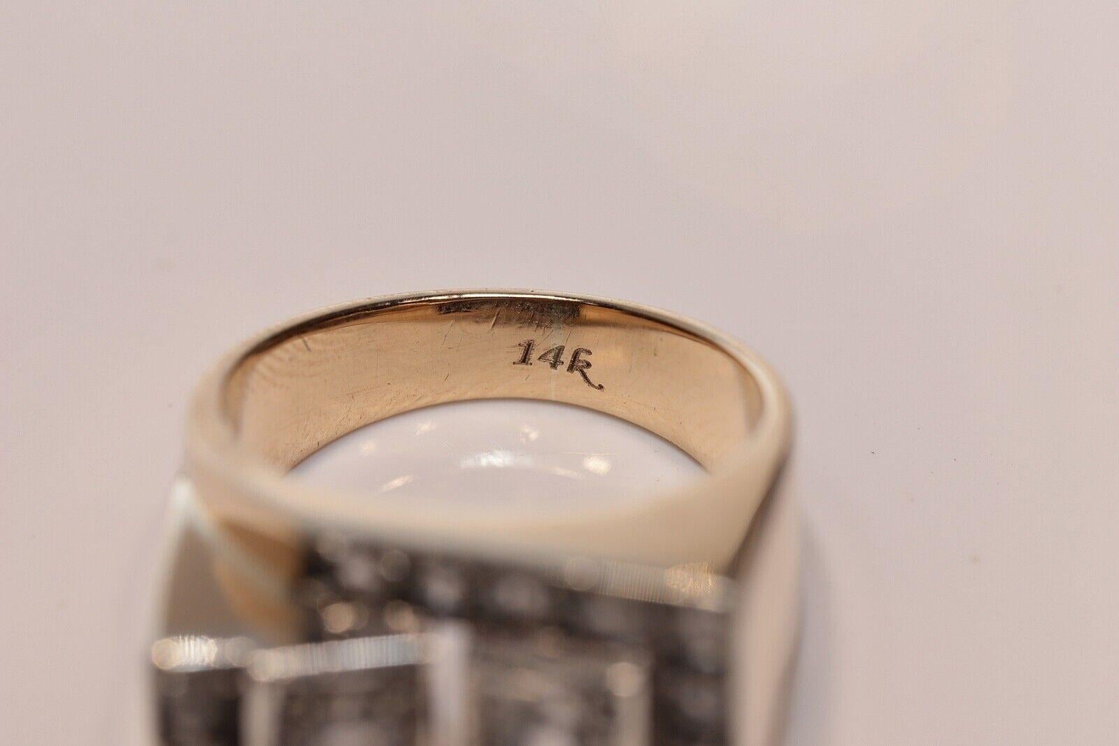 Antike CIRCA 1900s 14k Gold natürlichen Diamanten verziert Tank Ring Damen