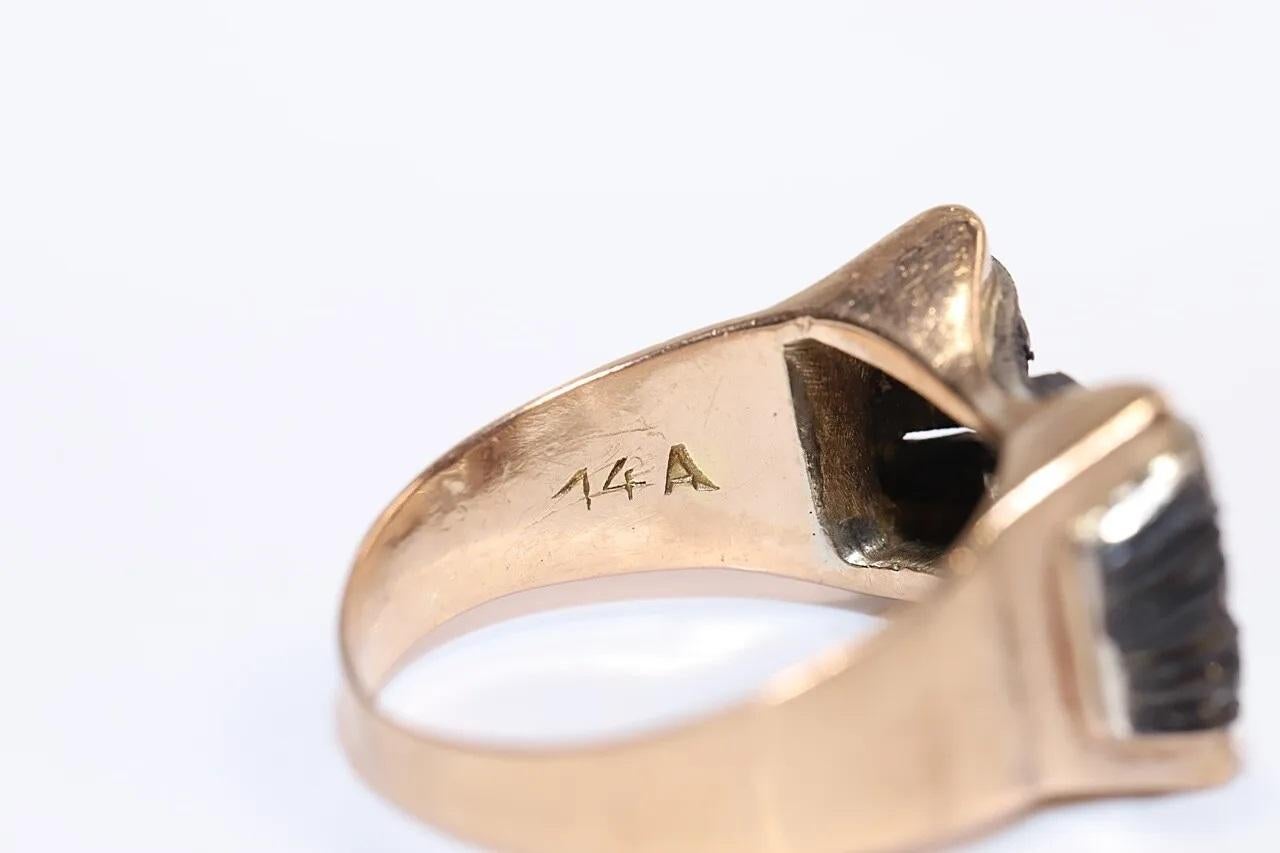 Antike CIRCA 1900s 14k Gold natürlichen Diamanten verziert Tank Ring  im Angebot 2