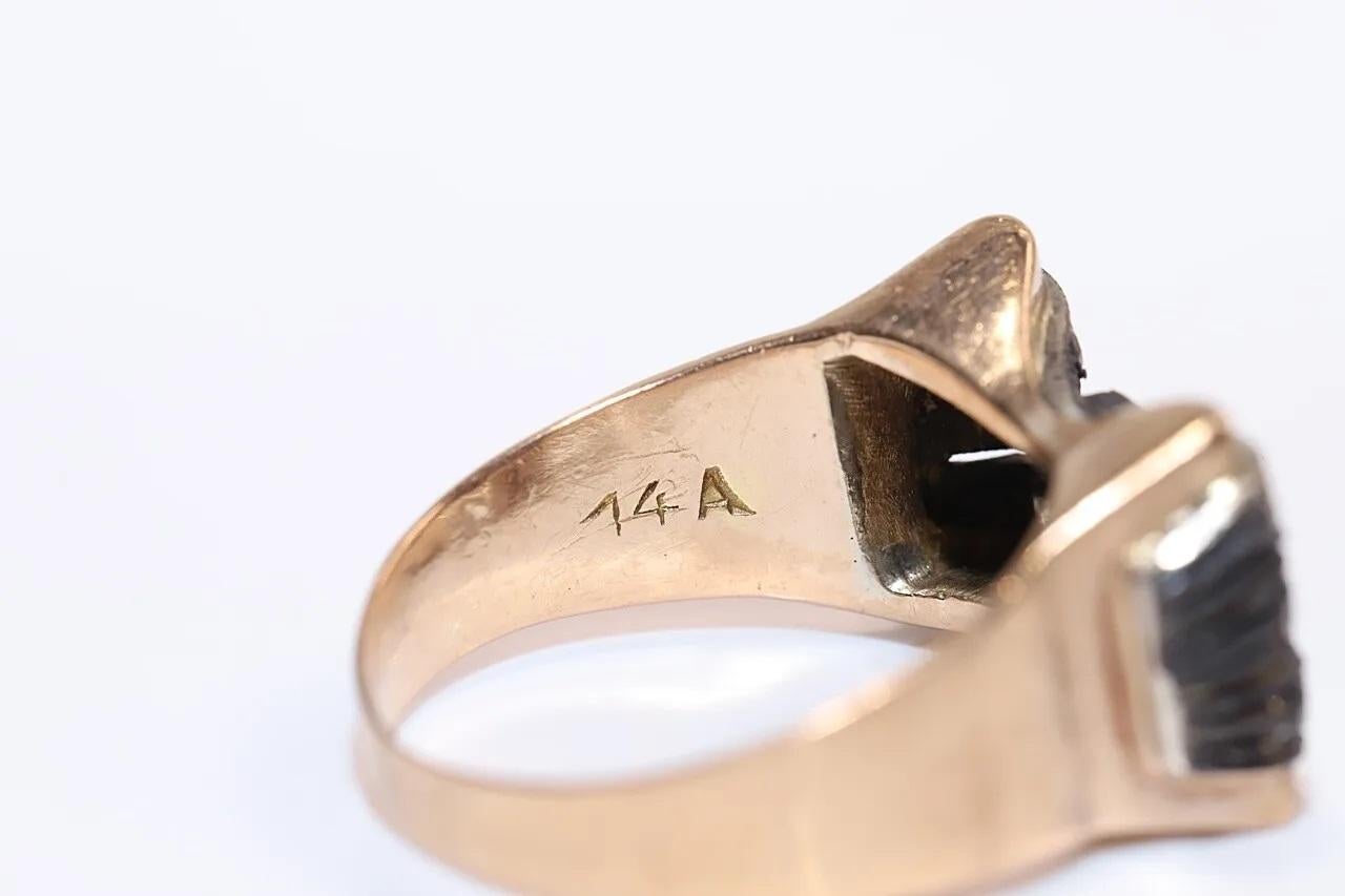 Antico anello da serbatoio decorato con diamanti naturali in oro 14k del 1900 CIRCA in vendita 2