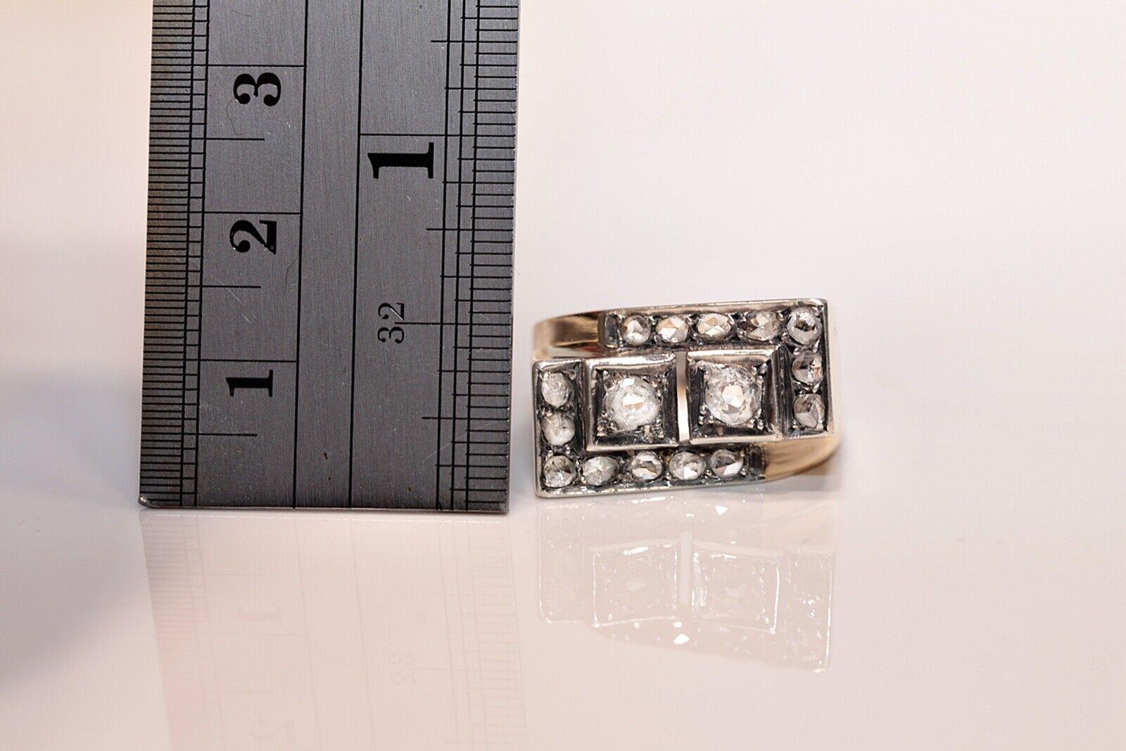 Antike CIRCA 1900s 14k Gold natürlichen Diamanten verziert Tank Ring 3
