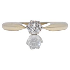 Antique Circa 1900s 14k Gold Natural Diamond Solitaire Engagement Ring