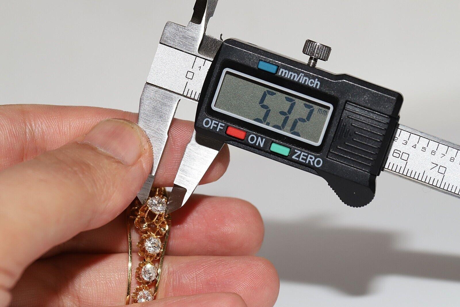 Antique Circa 1900s 14k Gold Natural Old Cut Diamond Decorated Bangle Bracelet For Sale 5