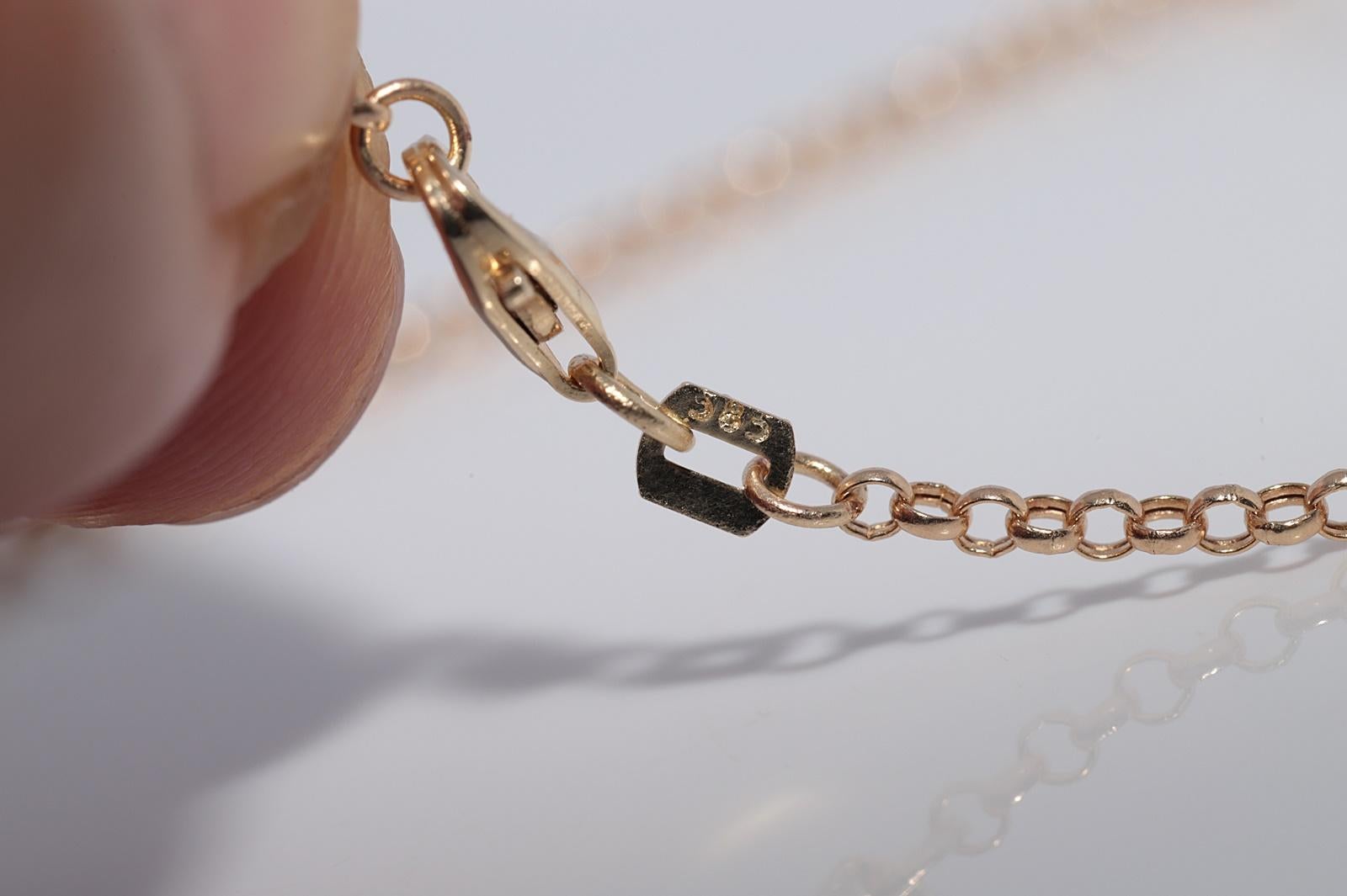 Collier ancien en or 14k Circa 1900 orné de diamants naturels de taille ancienne en vente 4