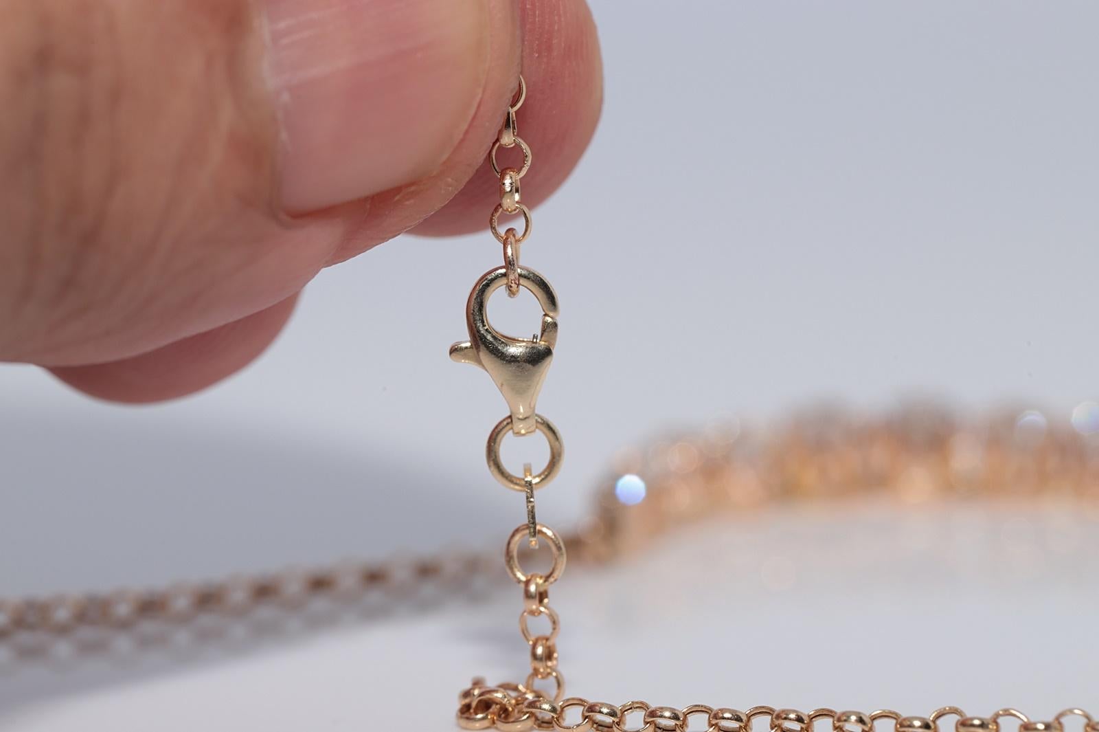 Collier ancien en or 14k Circa 1900 orné de diamants naturels de taille ancienne en vente 5