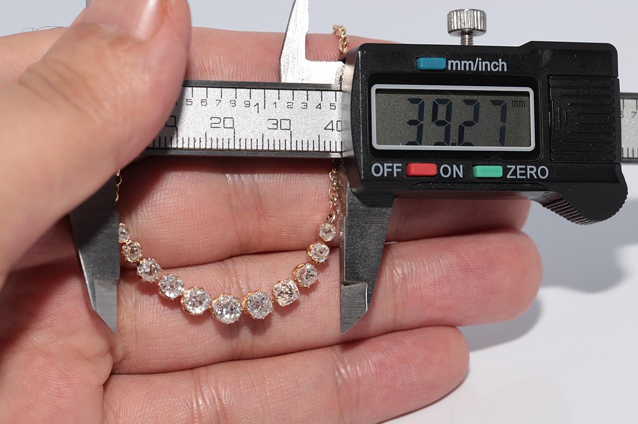 Collier ancien en or 14k Circa 1900 orné de diamants naturels de taille ancienne en vente 6
