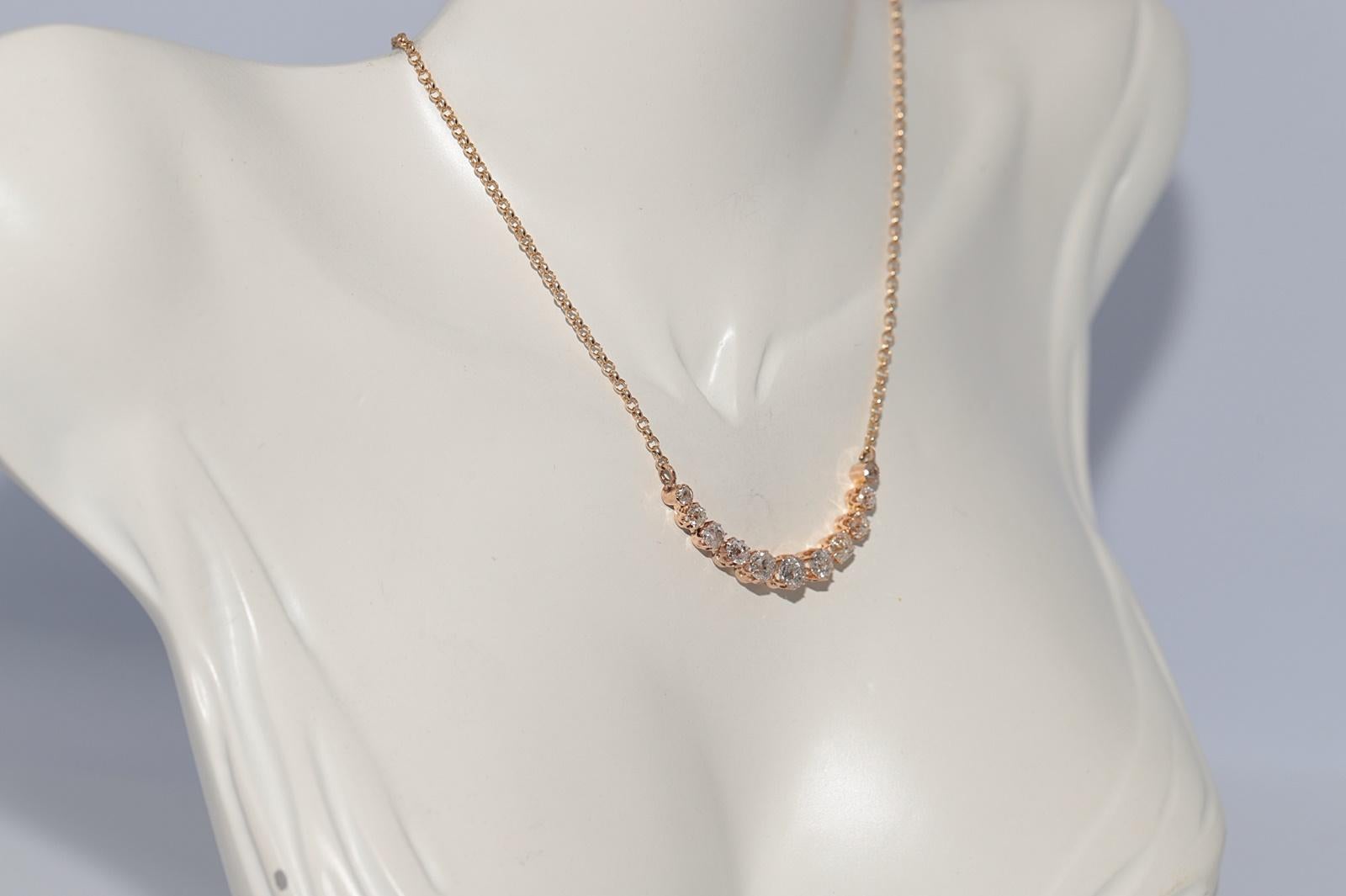 Collier ancien en or 14k Circa 1900 orné de diamants naturels de taille ancienne en vente 10