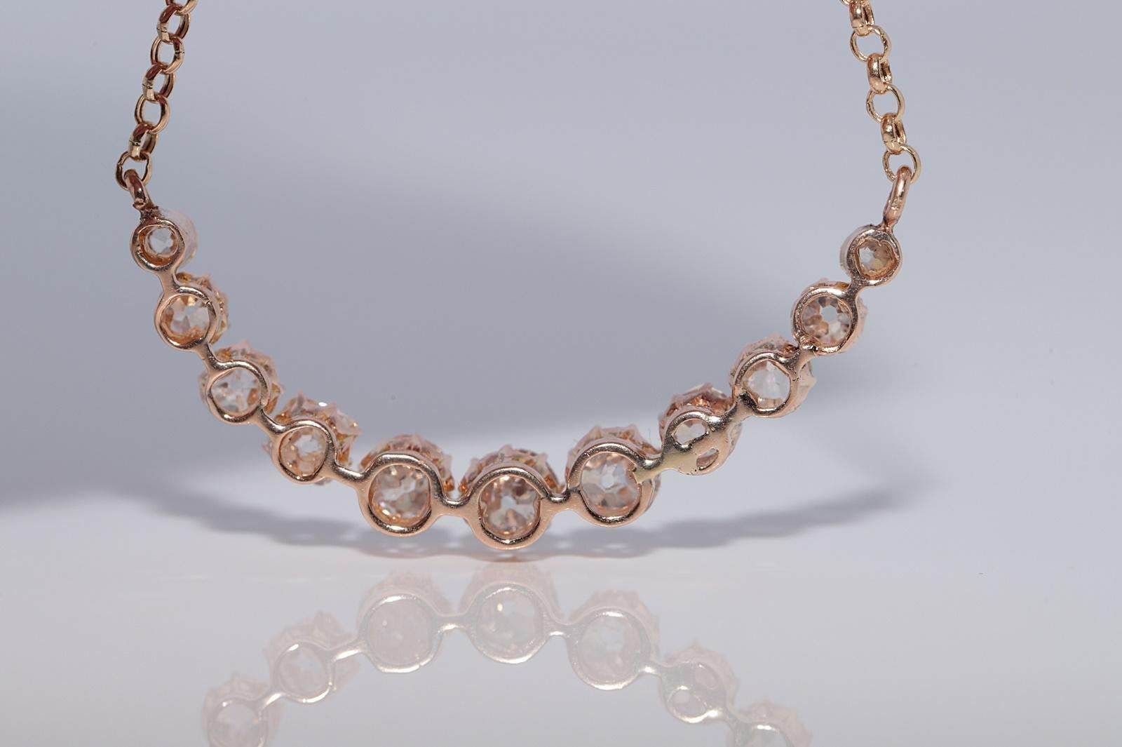 Collier ancien en or 14k Circa 1900 orné de diamants naturels de taille ancienne en vente 1