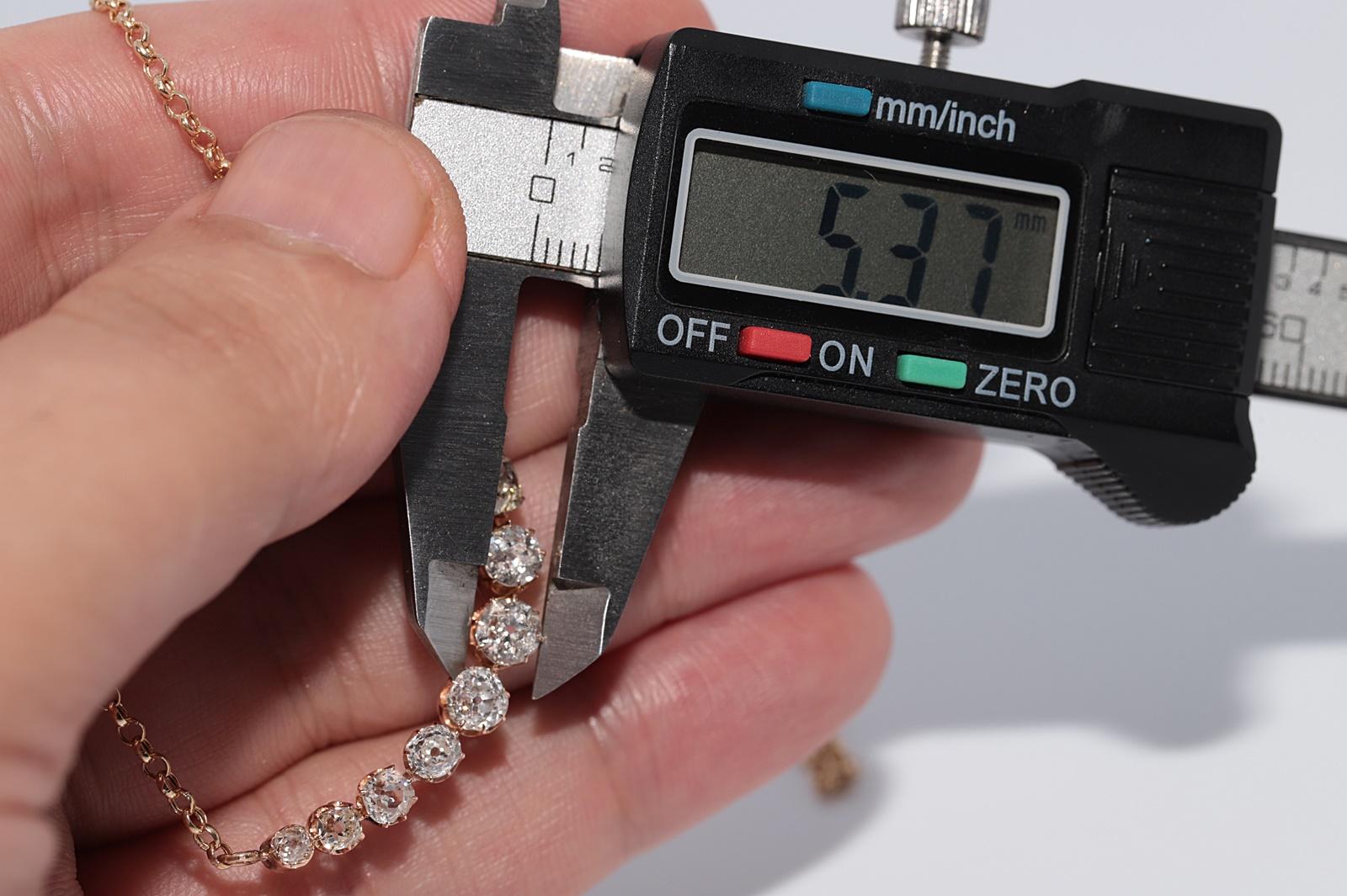 Collier ancien en or 14k Circa 1900 orné de diamants naturels de taille ancienne en vente 3