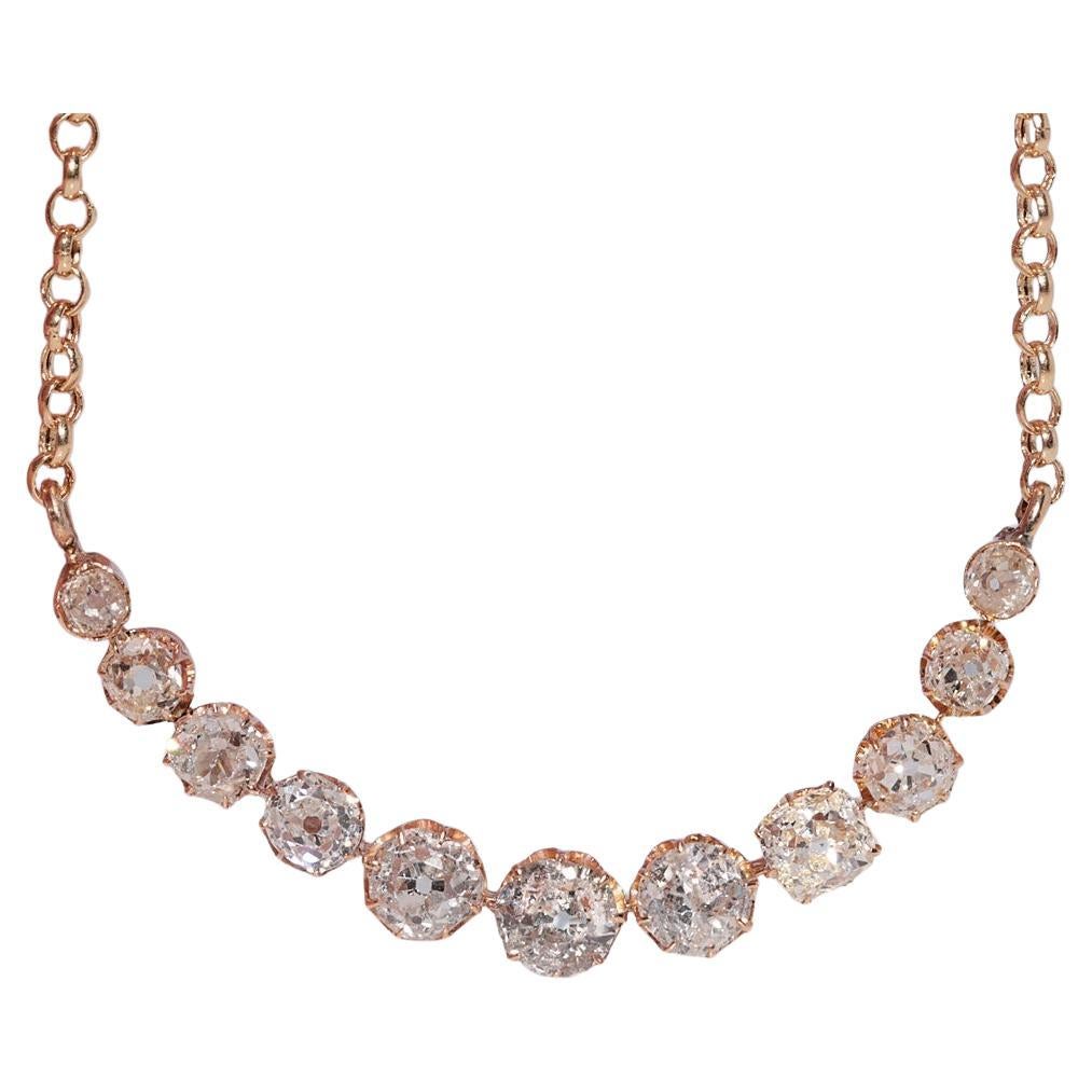 Collier ancien en or 14k Circa 1900 orné de diamants naturels de taille ancienne en vente