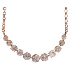 Collier ancien en or 14k Circa 1900 orné de diamants naturels de taille ancienne