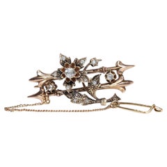 Antiguo Circa 1900s 14k Oro Natural Corte Rosa Diamante Sorprendente Broche