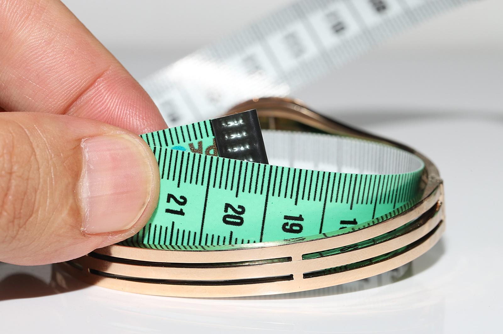 Bracelet ancien en or 14k Circa 1900, diamant naturel taillé en rose et émail en vente 10