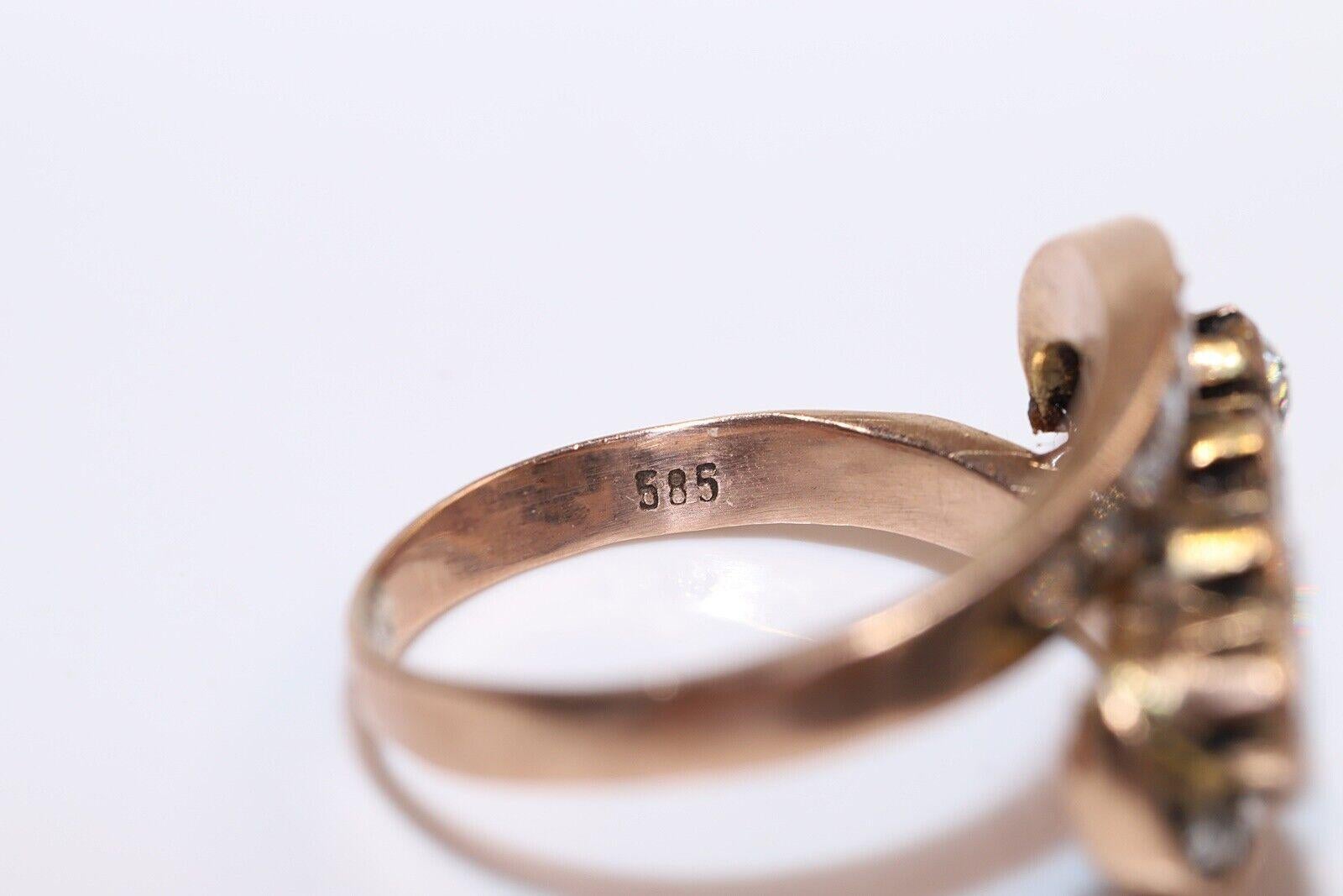 Antiker 14k Goldring mit natürlichem Diamanten im Rosenschliff, um 1900er Jahre, dekoriert im Zustand „Gut“ im Angebot in Fatih/İstanbul, 34