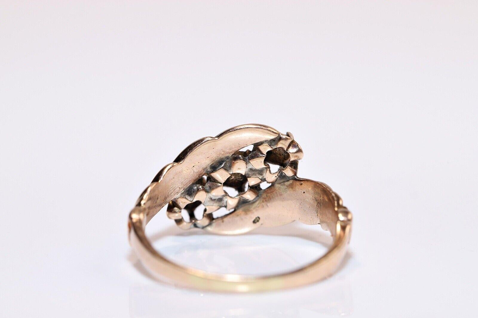 Women's Antique Circa 1900s 14k Gold Natural Rose Cut Diamond Decorated Ring 