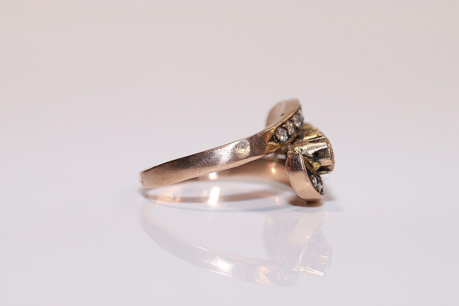 Antiker 14k Goldring mit natürlichem Diamanten im Rosenschliff, um 1900er Jahre, dekoriert Damen im Angebot