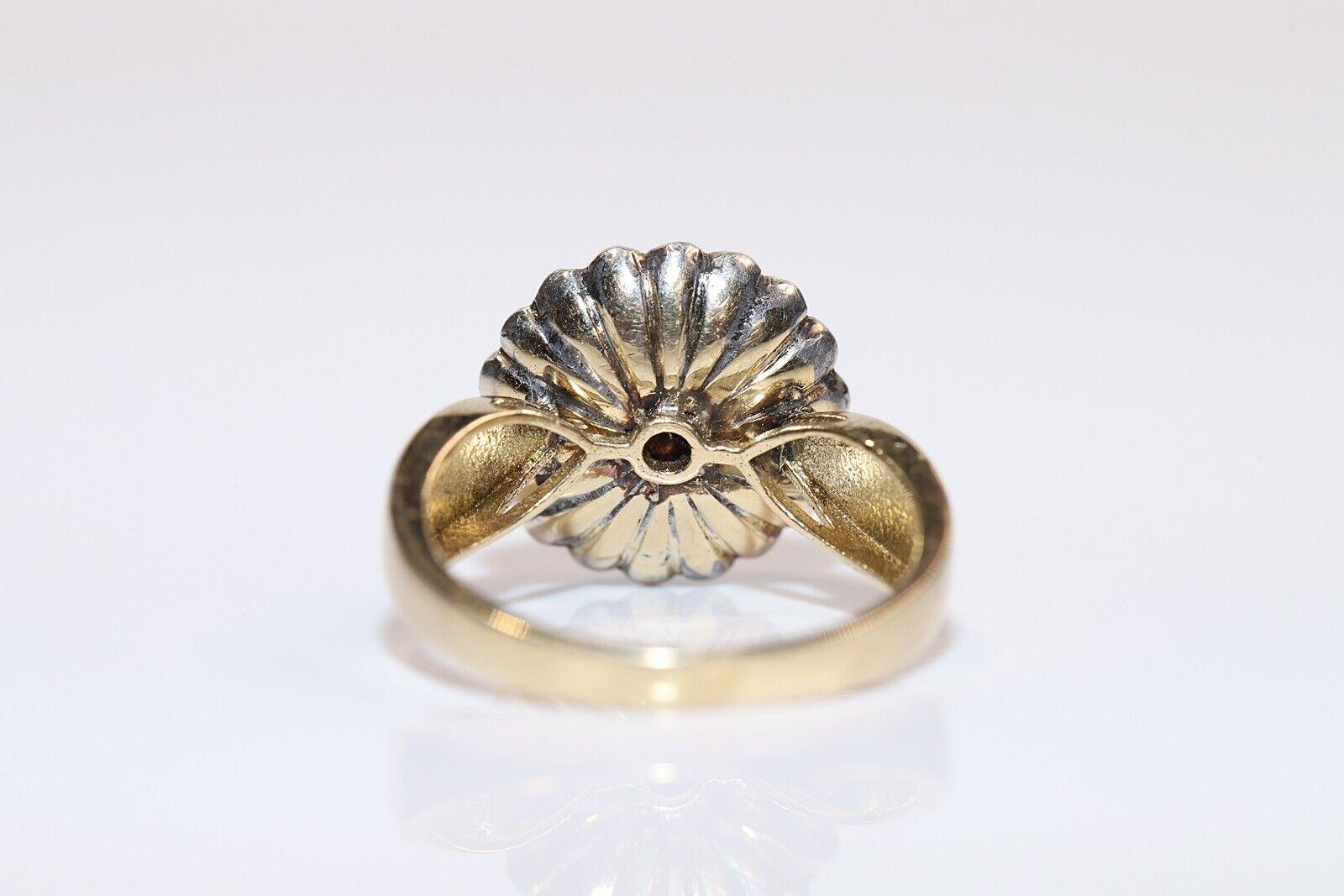 Antique Circa 1900s 14k Gold Natural Rose Cut Diamond Decorated Ring  For Sale 2