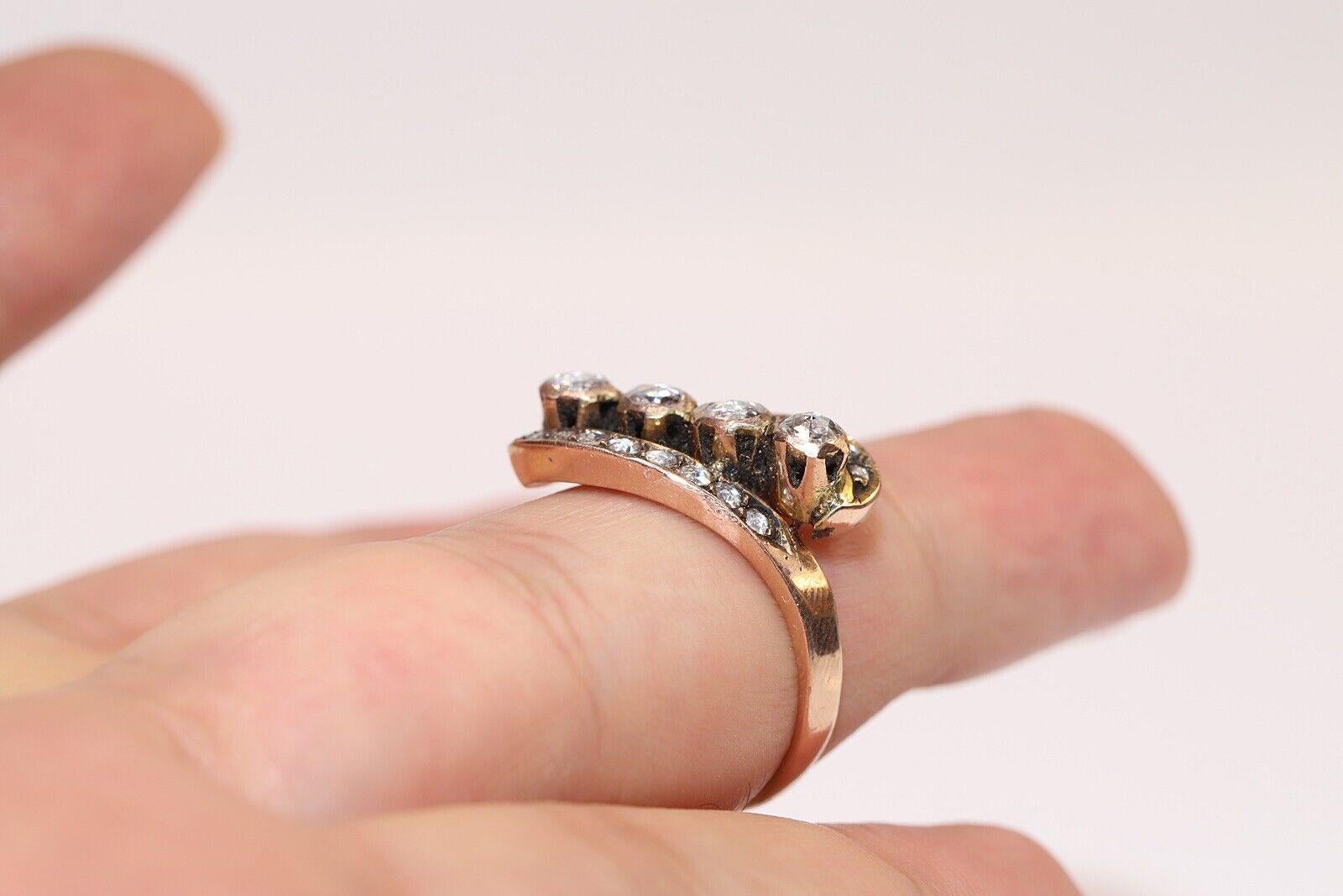 Antiker 14k Goldring mit natürlichem Diamanten im Rosenschliff, um 1900er Jahre, dekoriert im Angebot 4