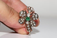 Antique Circa 1900s 14k Gold Natural Rose Cut Diamond Dragonfly Brooch