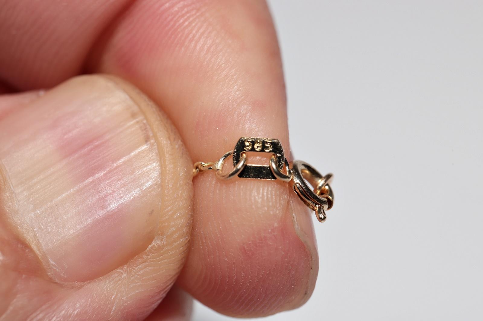 Collier pendentif ancien des années 1900 en or 14 carats, émaillé de diamants naturels taille rose en vente 8