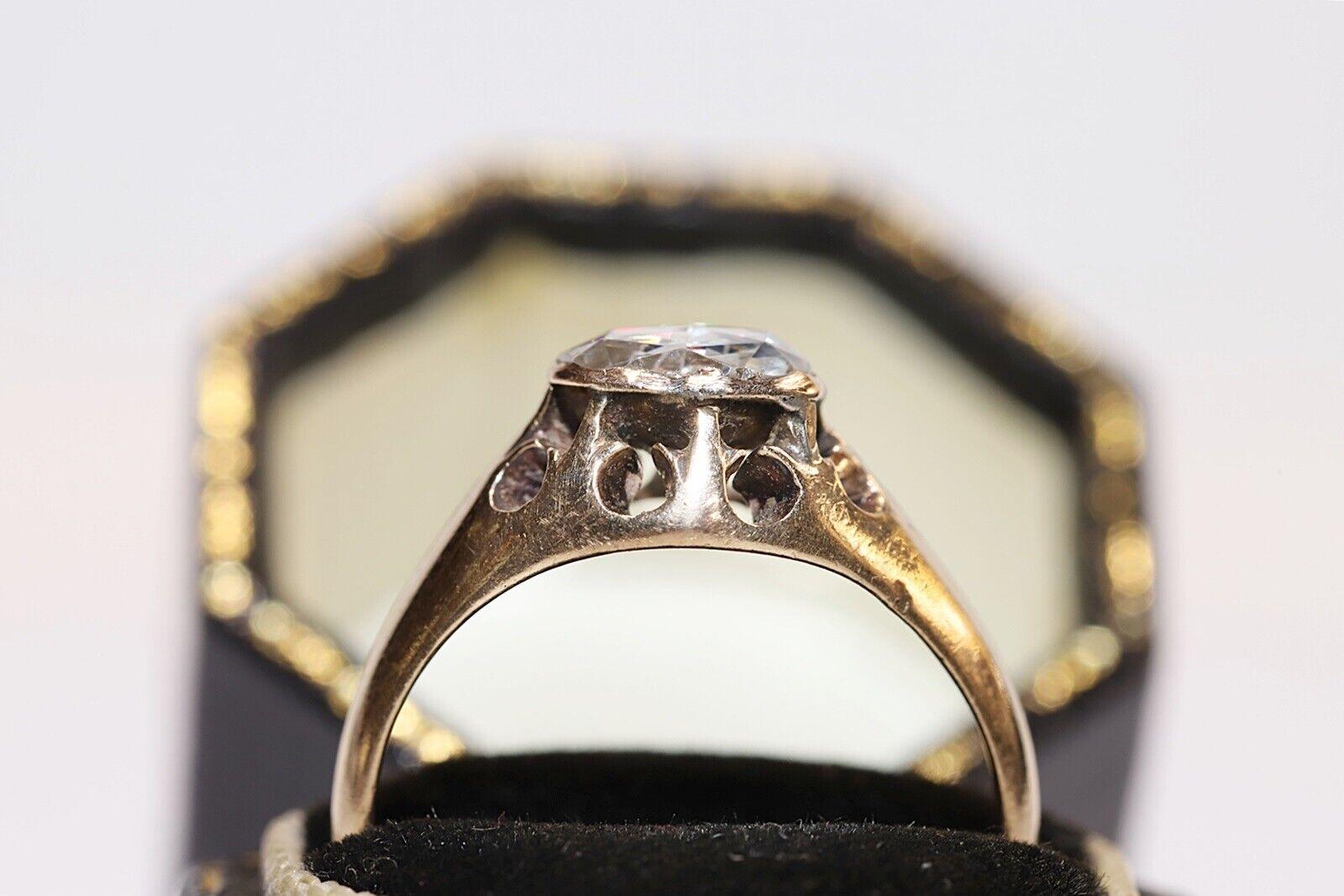 Antique Circa 1900s 14k Gold Natural Rose Cut Diamond Solitaire Ring 4