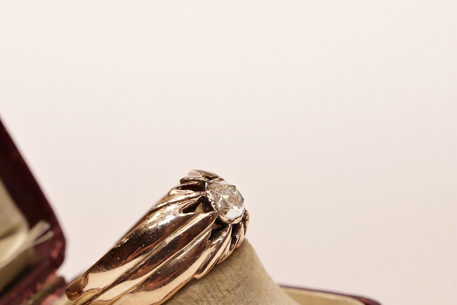 Women's Antique Circa 1900s 14k Gold natural Rose Cut Diamond Solitaire Ring 