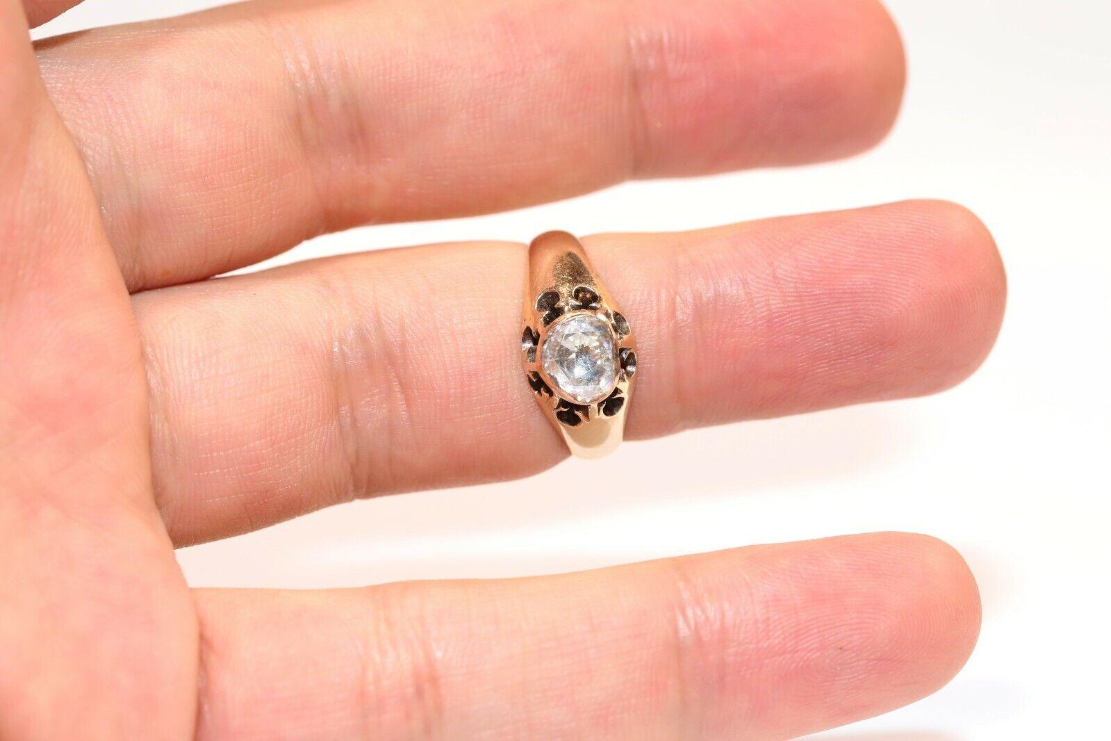 Antique Circa 1900s 14k Gold Natural Rose Cut Diamond Solitaire Ring 2
