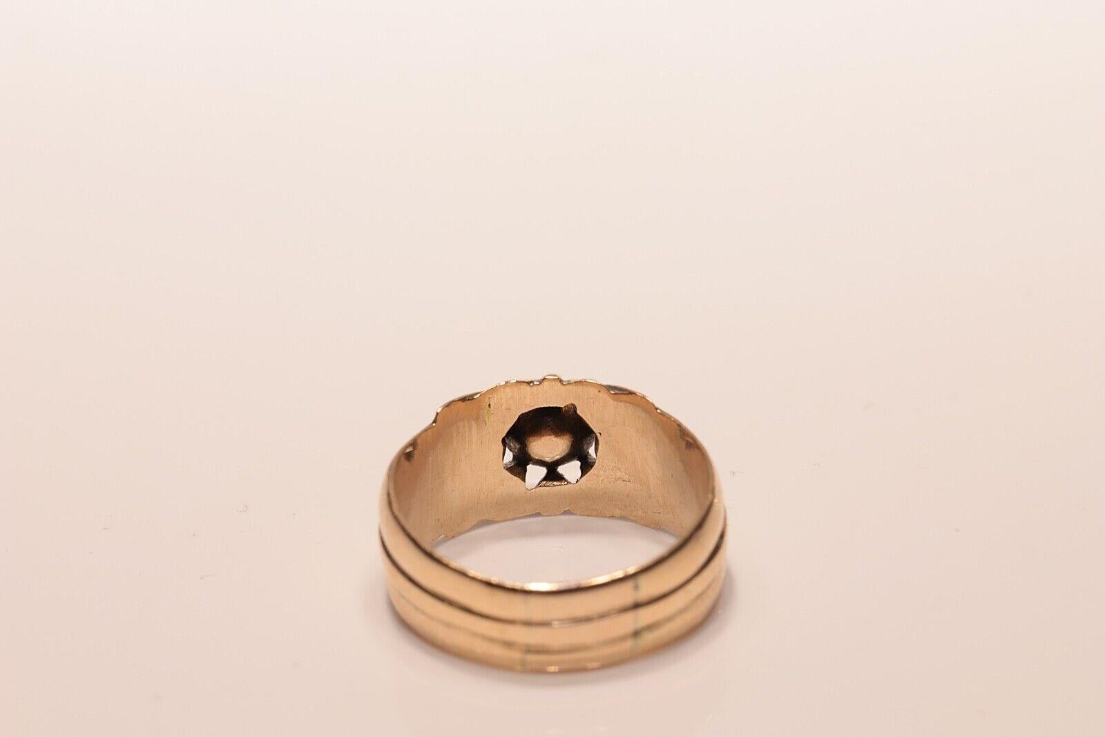 Antique Circa 1900s 14k Gold natural Rose Cut Diamond Solitaire Ring  3