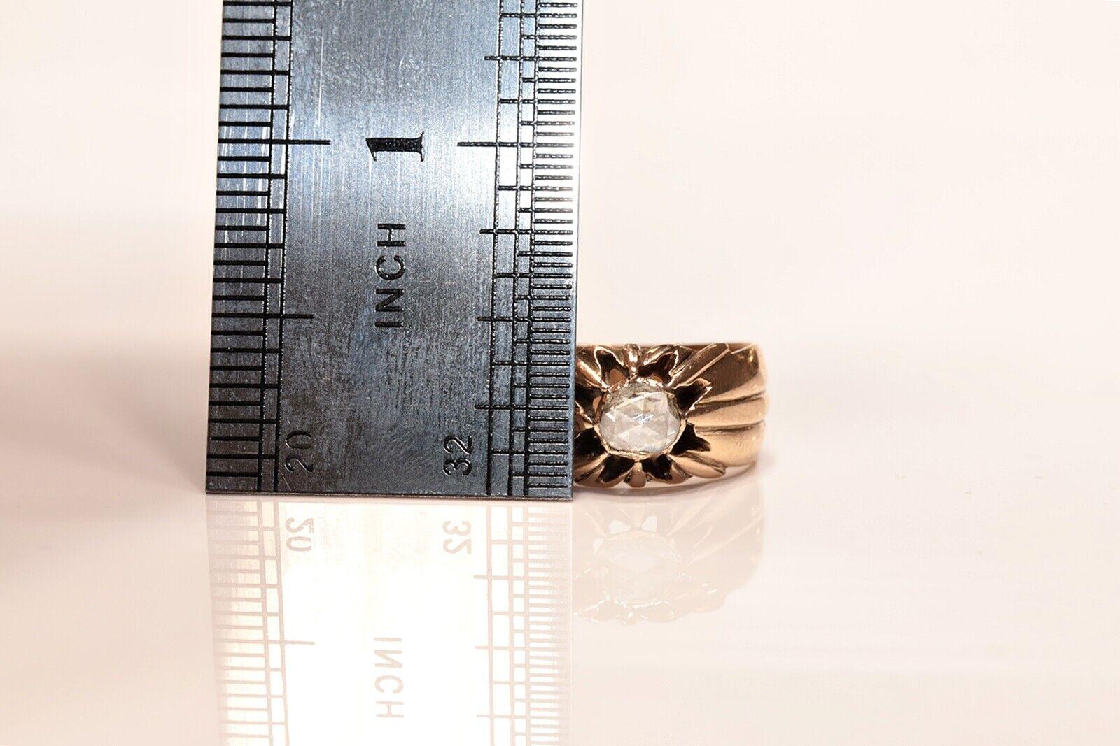 Antique Circa 1900s 14k Gold natural Rose Cut Diamond Solitaire Ring  4