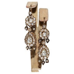Antiquités Circa 1900s Or 14k Ottoman Boucle d'oreille en or naturel diamant taillé en rose