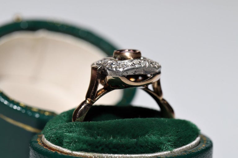 Bague ancienne des annees 1900 or 14 carats argent diamants naturels et rubis decores En vente sur 1stDibs bagues anciennes 1900